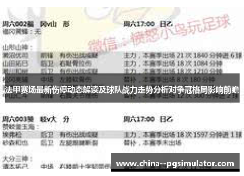 法甲赛场最新伤停动态解读及球队战力走势分析对争冠格局影响前瞻